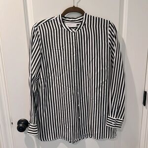 Everlane striped button down silk shirt